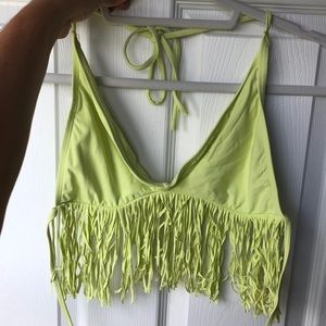 YELLOW BIKINI FRINGE TOP